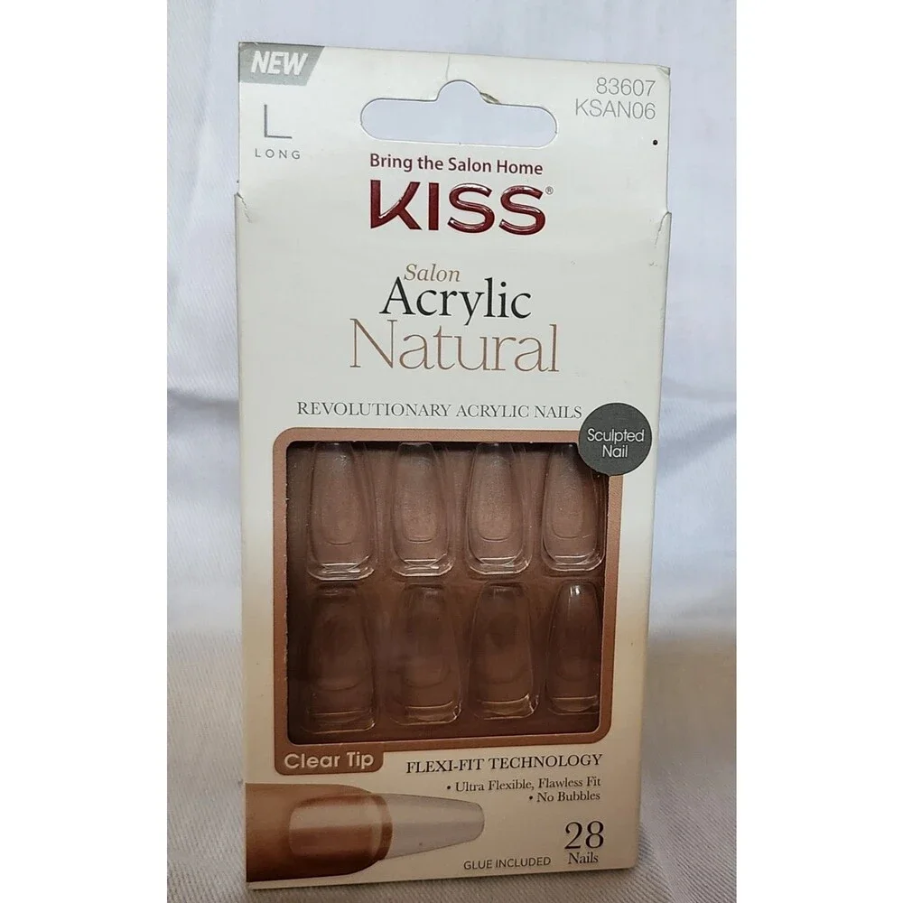 KISS Acrylic Natural Press-On Nails ~Clear Long Length ~ #83607 KSAN06C